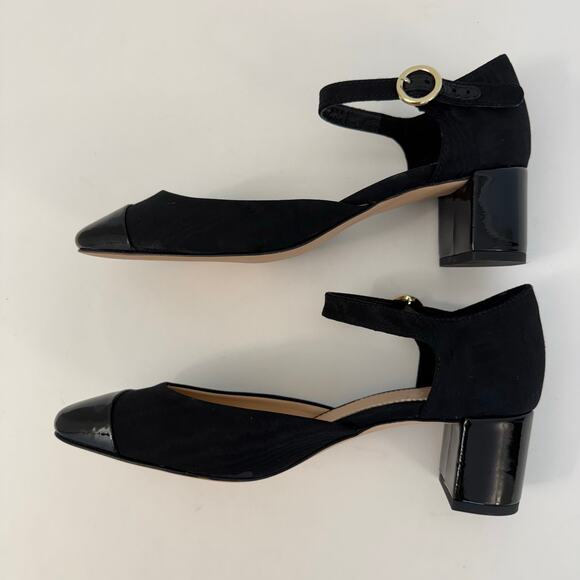 J. Crew Mille Ankle Stap Heels Mary Jane Moire Leather Black Size Size 7.5 - Picture 7 of 13
